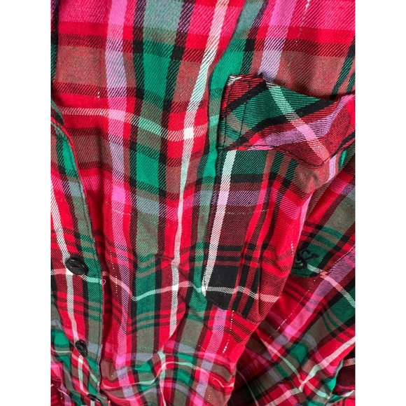 NWT Victoria Secret Plaid Pajama Set Long Sleeve Button Up Cotton Red XL - Picture 6 of 11